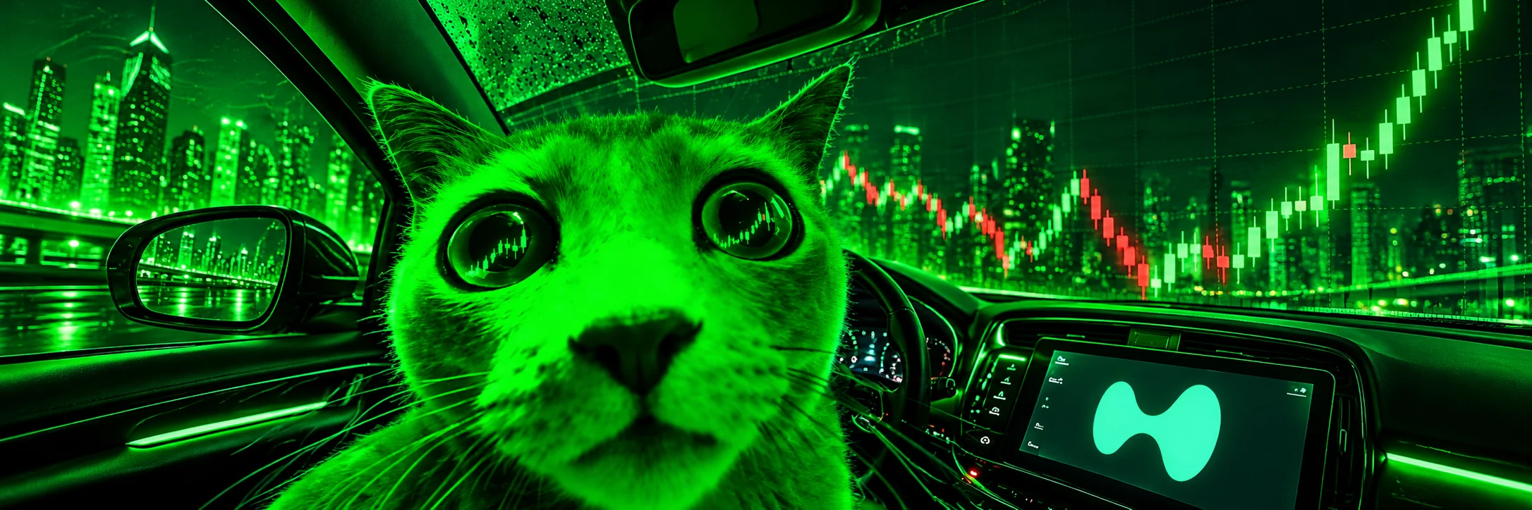 Widescreen hyperpump cat neon city banner